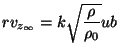 $\displaystyle rv_{z_{\infty }}=k\sqrt{\frac{\rho }{\rho _{0}}}ub$