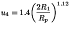 $\displaystyle u_4 = 1.4 {\left({\frac{2 R_1 }{R_p}} \right)}^{1.12}$